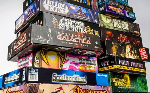 stack of board games